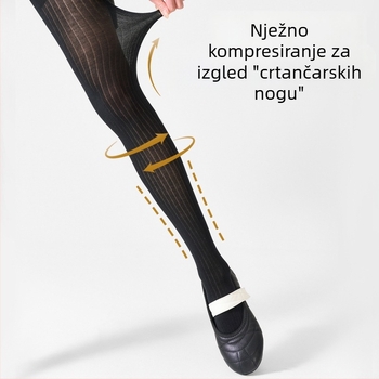 AMUSUVE ženske hulahopke s mikro-prozirnim vertikalnim prugama (80–90% pamuka, tanke, antibakterijske, upijaju znoj)