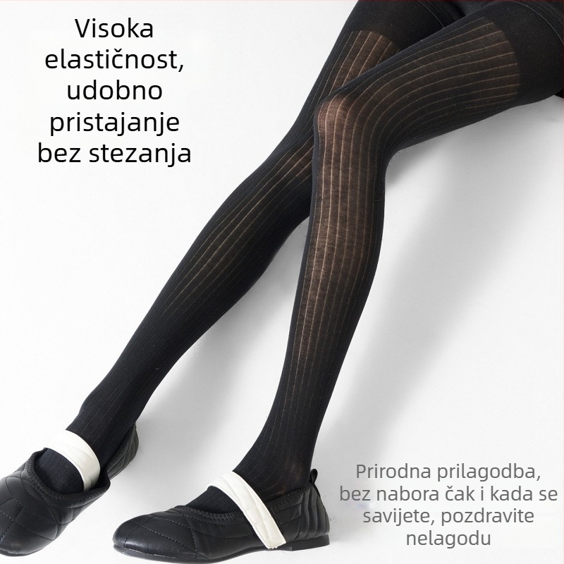 AMUSUVE ženske hulahopke s mikro-prozirnim vertikalnim prugama (80–90% pamuka, tanke, antibakterijske, upijaju znoj)