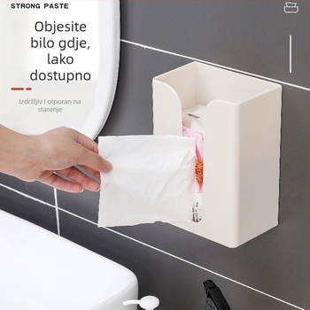 Zidna kutija za maramice bez bušenja – plastična, model 25625, pogodna za kuhinju, dnevni boravak i kupaonu