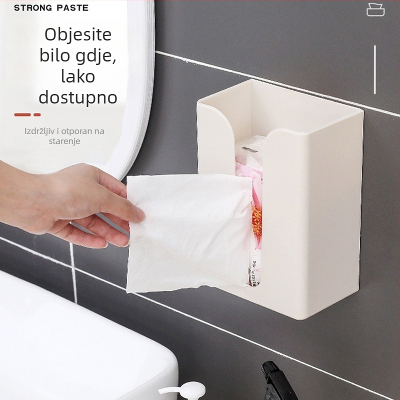 Zidna kutija za maramice bez bušenja – plastična, model 25625, pogodna za kuhinju, dnevni boravak i kupaonu