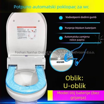 Samouključujući U-oblik poklopca za WC s jednokratnom plastičnom podlogom — ABS materijal, trenutni tip, prilagodljiv razmak rupa 13–18