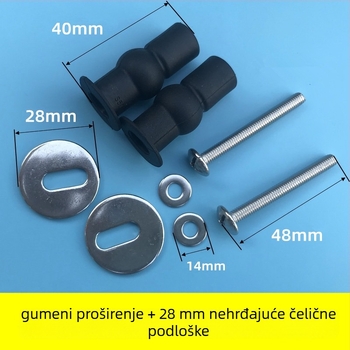 Poklopac WC školjke s ekspandirajućim vijcima, ABS, amortizer, razmak rupa 14 mm, model Stainless Steel Gasket Screw
