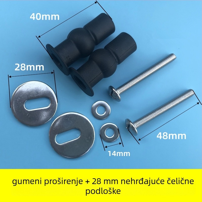 Poklopac WC školjke s ekspandirajućim vijcima, ABS, amortizer, razmak rupa 14 mm, model Stainless Steel Gasket Screw