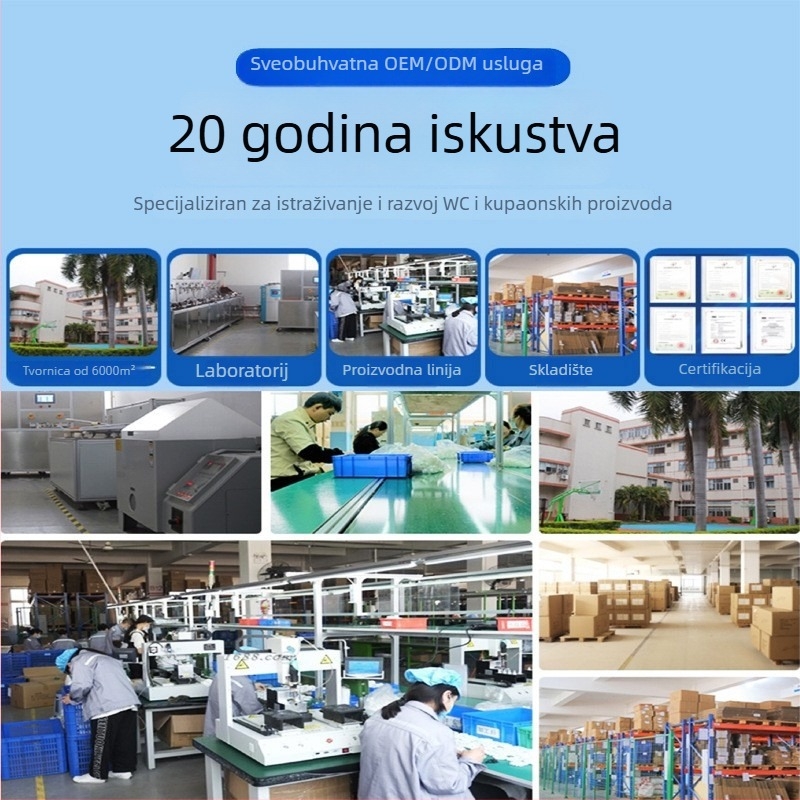 Pametan poklopac WC s PP+ABS, grijanje i LED svjetlo, jednim gumbom brzo otpuštanje, udaljenost rupa za montažu 134–186 mm