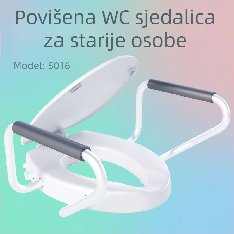 Podizna sjedala za WC s drškom - V-oblik, PP materijal, podesiva udaljenost rupa 140 mm