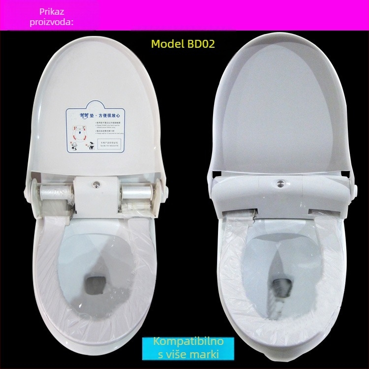 Jednokratni zaštitnik za poklopac WC-a – plastični PE film, marka Rotating pad, kartonska kutija 277×277×123 mm