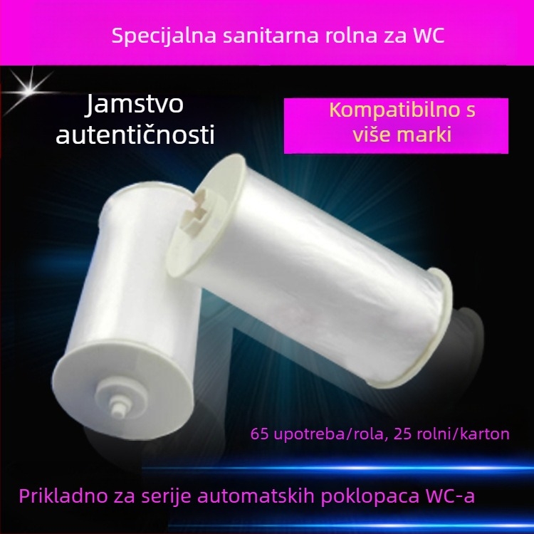 Jednokratni zaštitnik za poklopac WC-a – plastični PE film, marka Rotating pad, kartonska kutija 277×277×123 mm