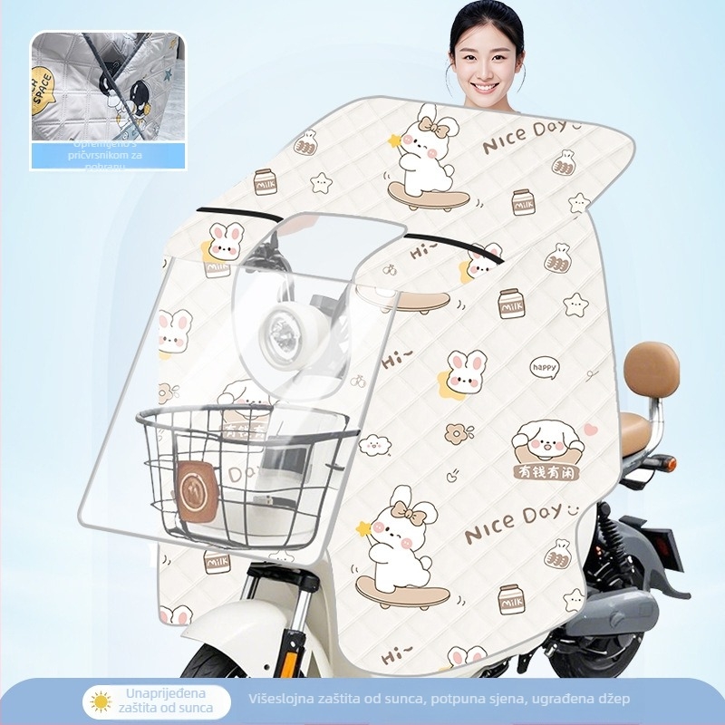Prozirna navlaka za vjetrobran električnog bicikla — zaštita od sunca i vjetra