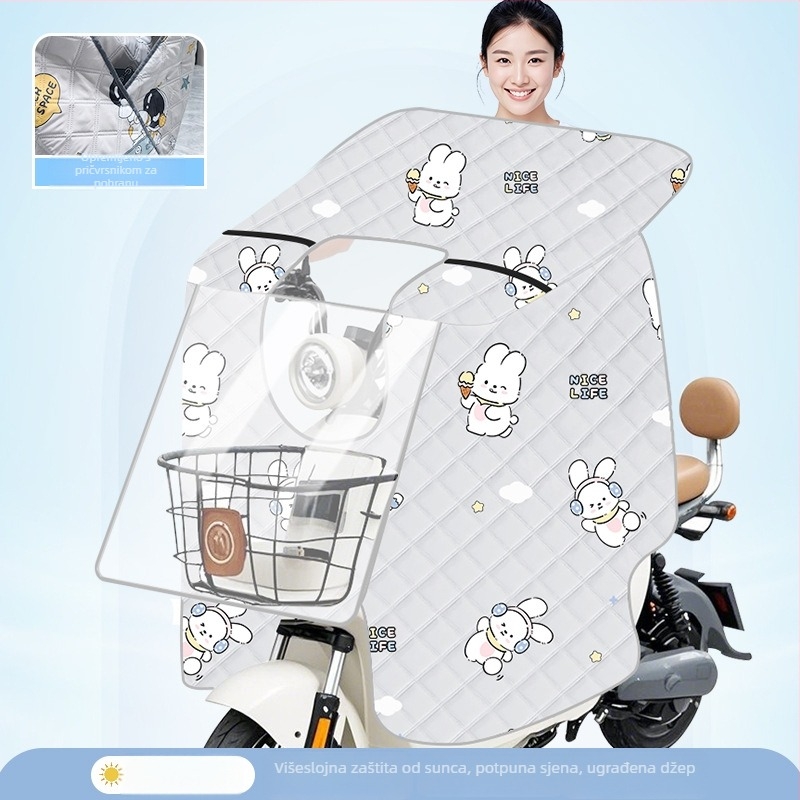 Prozirna navlaka za vjetrobran električnog bicikla — zaštita od sunca i vjetra