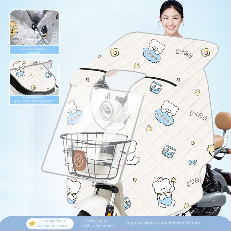 Prozirna navlaka za vjetrobran električnog bicikla — zaštita od sunca i vjetra