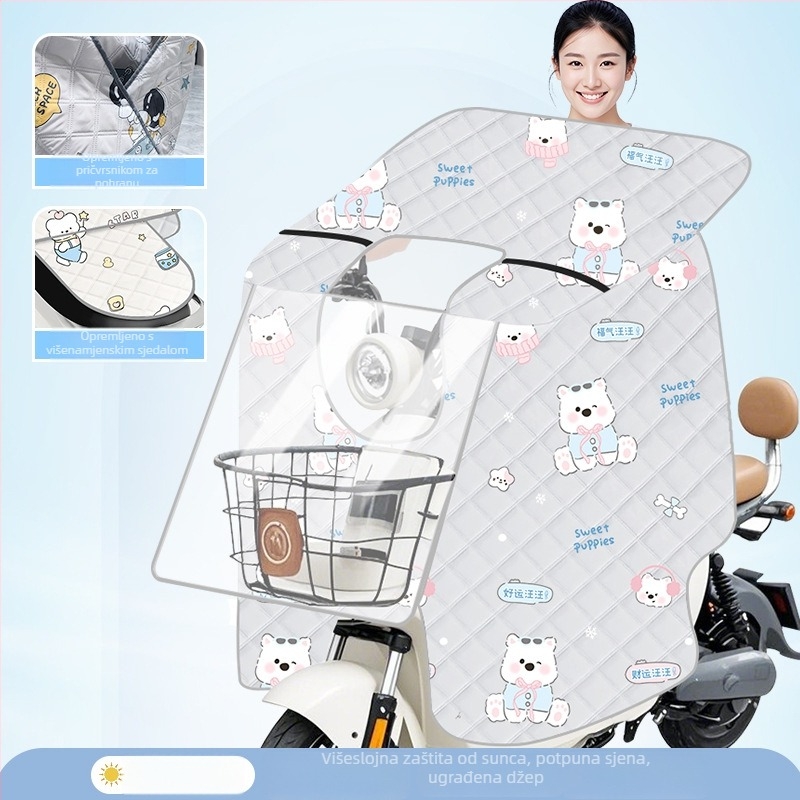 Prozirna navlaka za vjetrobran električnog bicikla — zaštita od sunca i vjetra