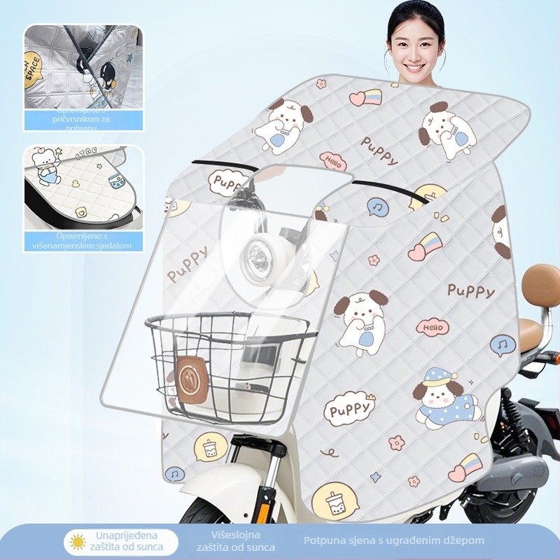 Prozirna navlaka za vjetrobran električnog bicikla — zaštita od sunca i vjetra