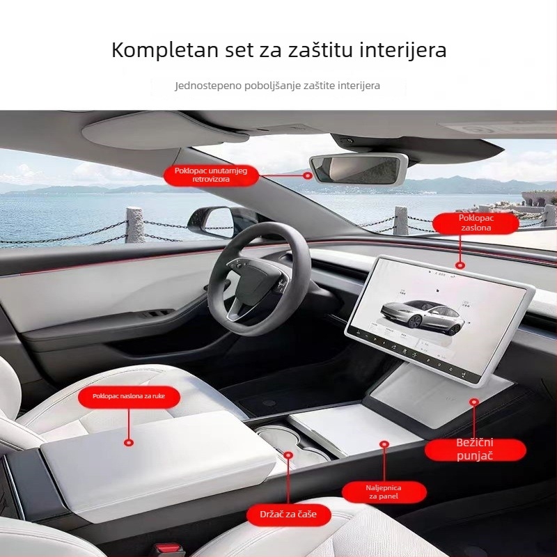 Yingtu tekući silikon poklopac za pretinac naslona za ruku za Tesla Model 3/Y/YL – prilagodljiv dodatak