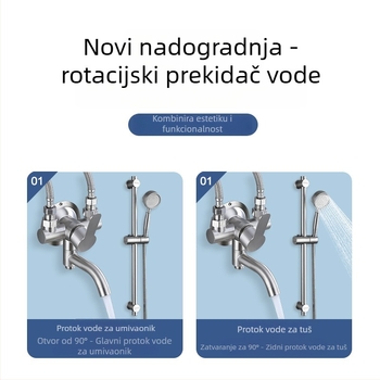 Phaeton nehrđajući čelik dvostruki tuš mikser s keramičkim jezgrom ventila, 0–90°C, 1,6 MPa