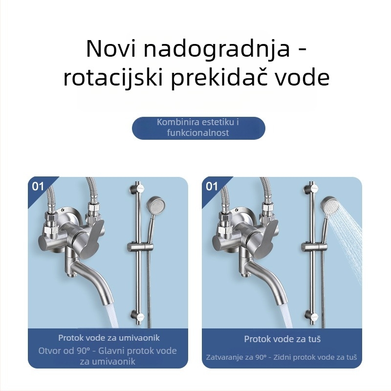 Phaeton nehrđajući čelik dvostruki tuš mikser s keramičkim jezgrom ventila, 0–90°C, 1,6 MPa