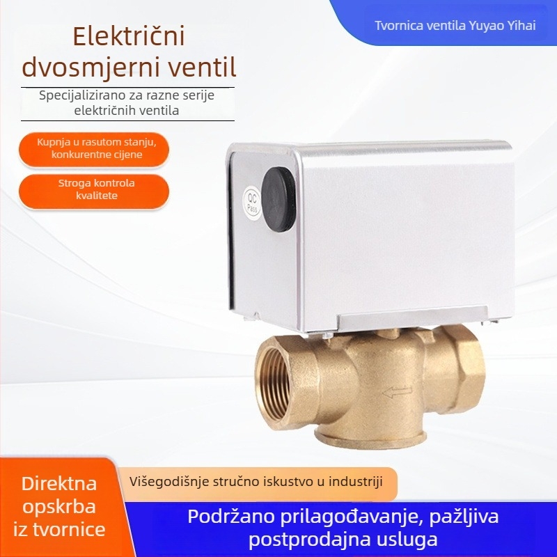 Yihai električni dvostruki ventil, navojna spojka, konstrukcija ravnog protoka, kuglastog tipa, za hladnu i toplu vodu