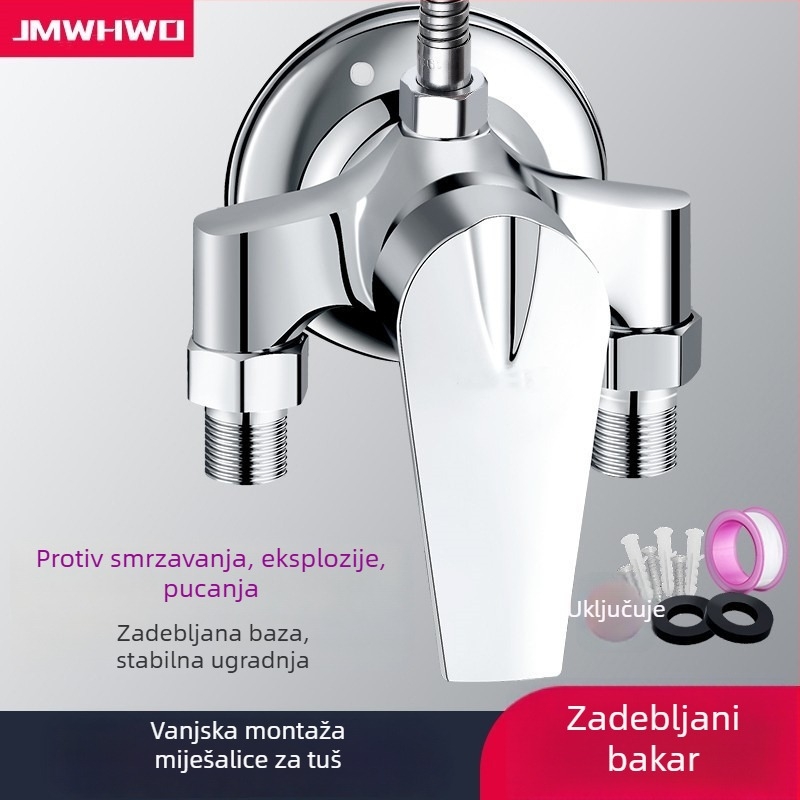 Bakarni tuš miješalica za toplu i hladnu vodu, zidni montaža, jednostruka konstrukcija, keramički disk
