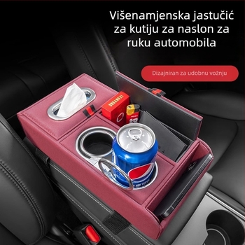 Kožna podložka za naslon za ruku Toyota – središnji unutarnji pretinac za skladištenje i kutija za maramice