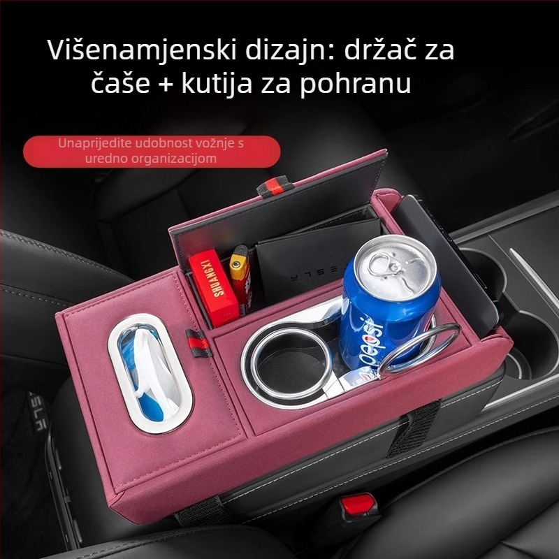 Kožna podložka za naslon za ruku Toyota – središnji unutarnji pretinac za skladištenje i kutija za maramice