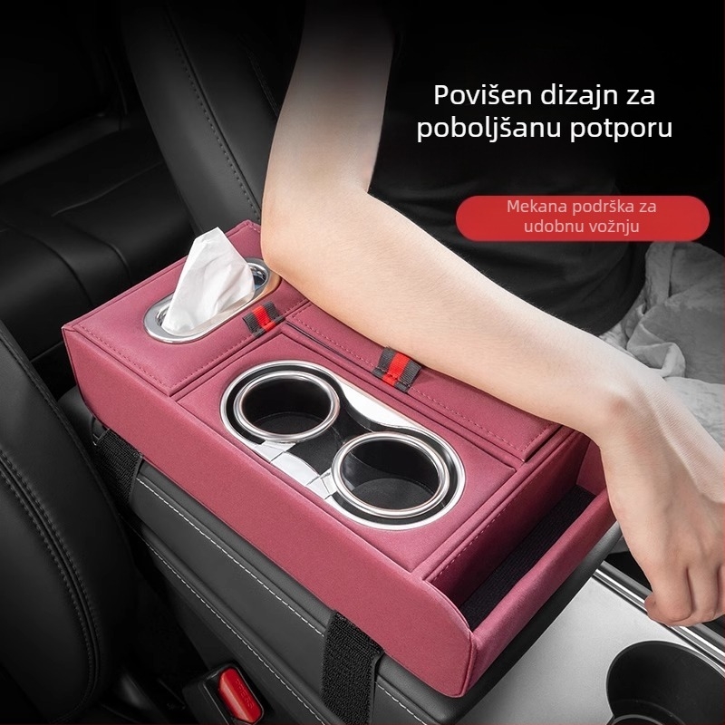 Kožna podložka za naslon za ruku Toyota – središnji unutarnji pretinac za skladištenje i kutija za maramice