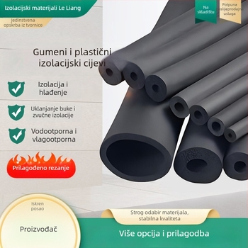 Gumoplast izolacijska cijev za toplu i hladnu vodu – mikroporozni omotač; toplinska vodljivost 0,035 W/mK; savojna čvrstoća 120; tlačna čvrstoća 150; radna temperatura 500