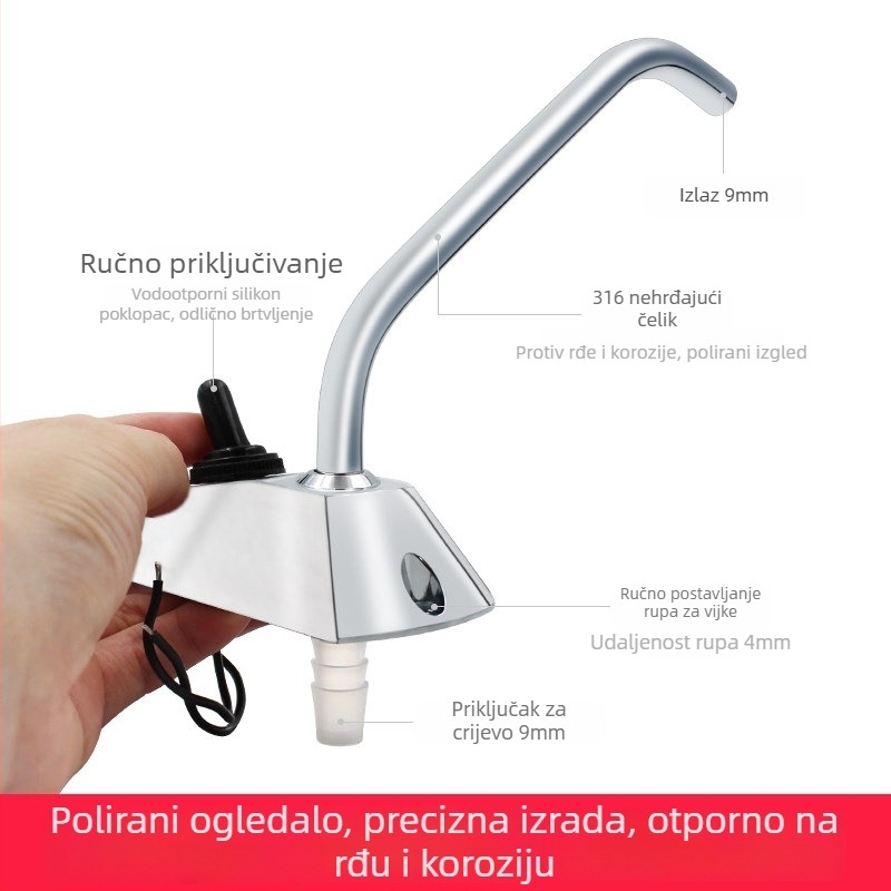 Električni upravljani RV vodovodni miješalnik | Nehrđajući čelik | Prikladan za RV vodovodni sustav i pumpu spremnika