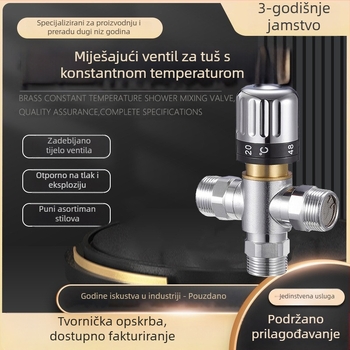Troputni termostatski tuš miješalica, model BJ45006, radni tlak 0,03–1 MPa, kromirani završni sloj