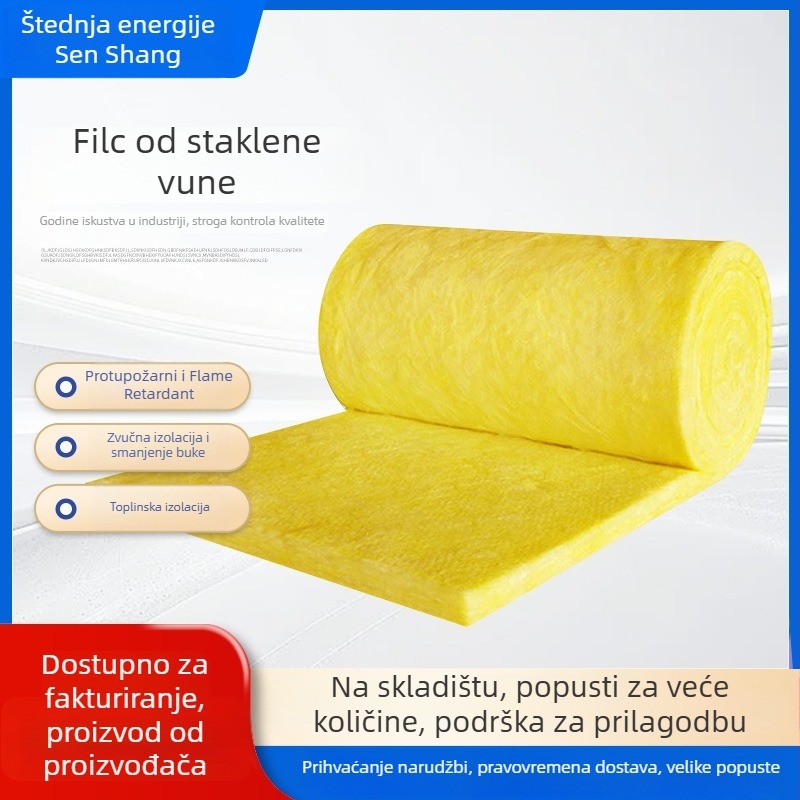 Izolacijske cijevi od staklene vune, vlaknast oblik, cjevasta konstrukcija, toplinska vodljivost 0,035 W/mK, radna temperatura 500°C