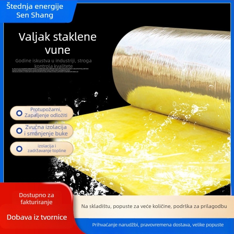 Izolacijske cijevi od staklene vune, vlaknast oblik, cjevasta konstrukcija, toplinska vodljivost 0,035 W/mK, radna temperatura 500°C