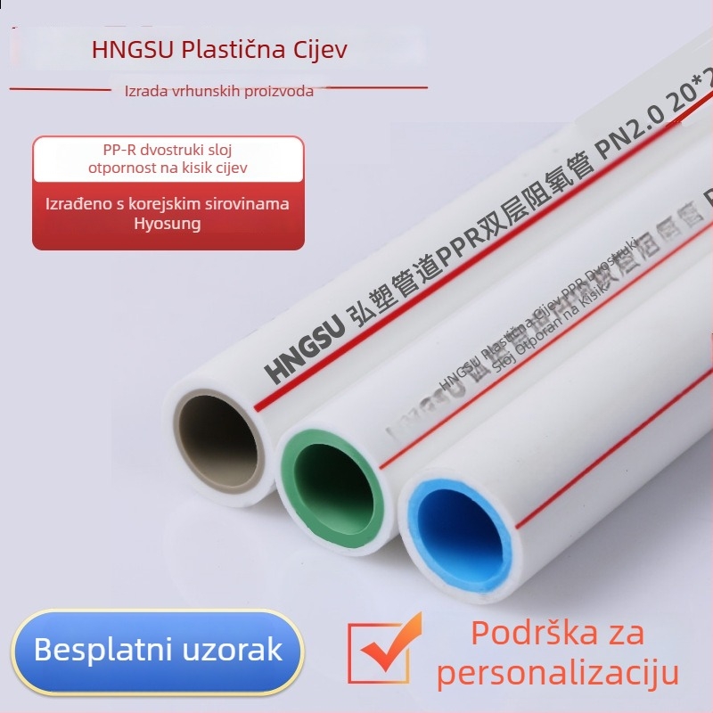 PPR cijev za kućnu vodovodnu instalaciju, dvostruki sloj, zaštita od svjetla, bakteriostatika, zadebljana, spajanje topljenjem