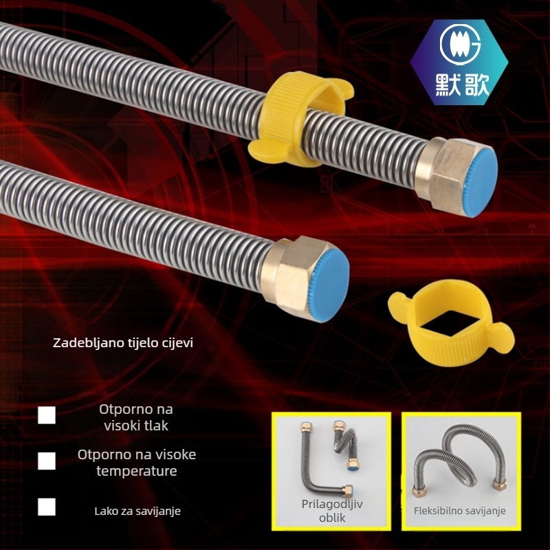 304 nehrđajući čelik, golo‑firana ulazna cijev za solarni bojler vode — topla i hladna voda, model 805304, kapica od bakra ili 304 čelika, za kuhinju i kupaonu