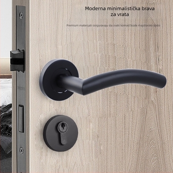 Kljuka s bravom za protupožarna vrata od nehrđajućeg čelika, model Mbs001, moderni minimalistički stil, opcije ručki: jednostruka zakrivljenost, pravokutni ugao, dvostruka zakrivljenost