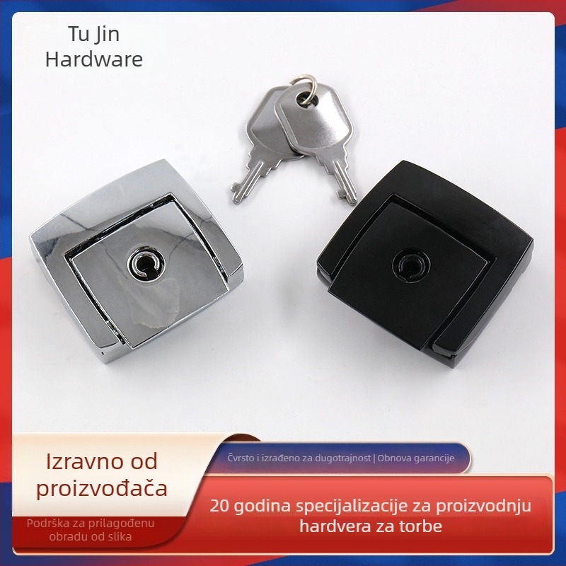 Brava za aluminijske futrole: četvrtasta brava s ključem, legura Dafang, model A1133, marka Tujin, namijenjeno aluminijskim futrolama, kozmetičkim kutijama i kutijama za alat, težina 94.2 g