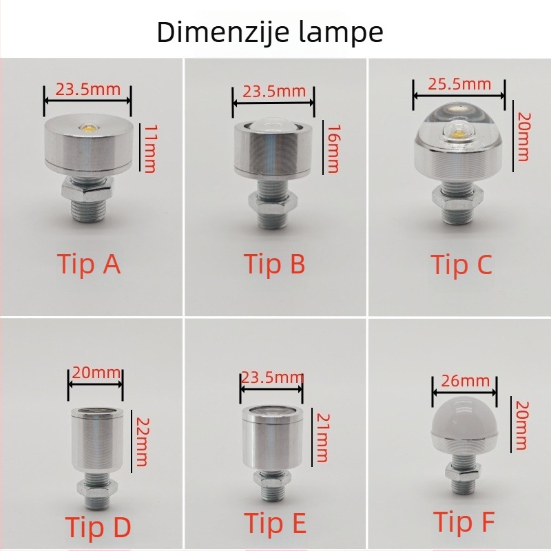 HT-104 LED stražnje svjetlo, 12V, 1W, aluminijsko kućište