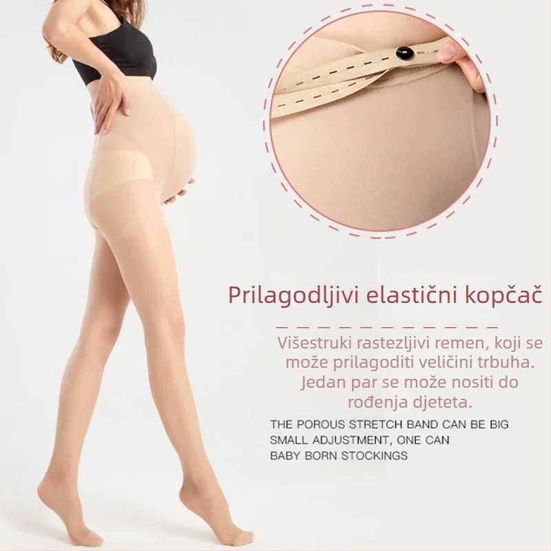 Najlon čarape za trudnoću, prozračne, nevidljive, otporne na kidanje, visoki pojas