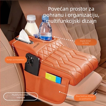 Kožna jastučić za naslon za ruku automobila – booster jastuk i zaštitni poklopac, univerzalno pristajanje, 380 g