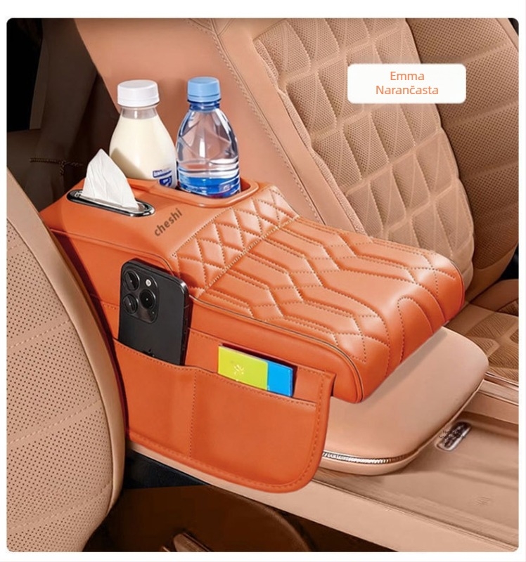 Kožna jastučić za naslon za ruku automobila – booster jastuk i zaštitni poklopac, univerzalno pristajanje, 380 g