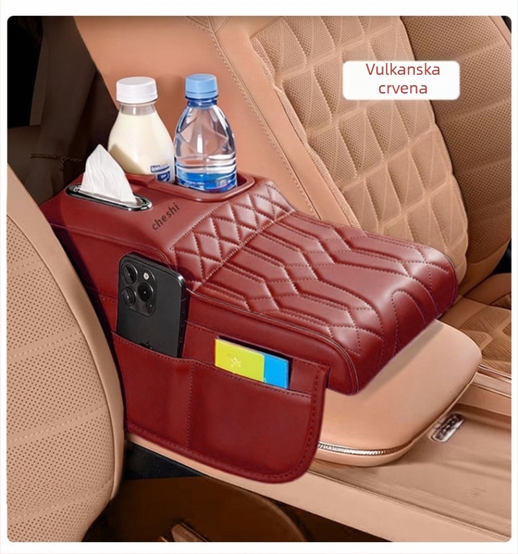 Kožna jastučić za naslon za ruku automobila – booster jastuk i zaštitni poklopac, univerzalno pristajanje, 380 g
