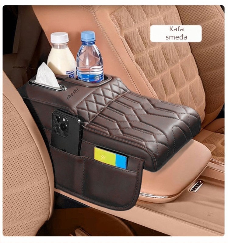 Kožna jastučić za naslon za ruku automobila – booster jastuk i zaštitni poklopac, univerzalno pristajanje, 380 g