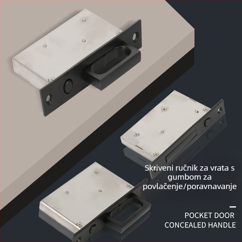 Huiyalong Skrivena kvaka za vrata – nehrđajući čelik, skrivena kvaka s push-pull mehanizmom, model: Press Elastic Hidden Door Handle, stil: moderni minimalizam