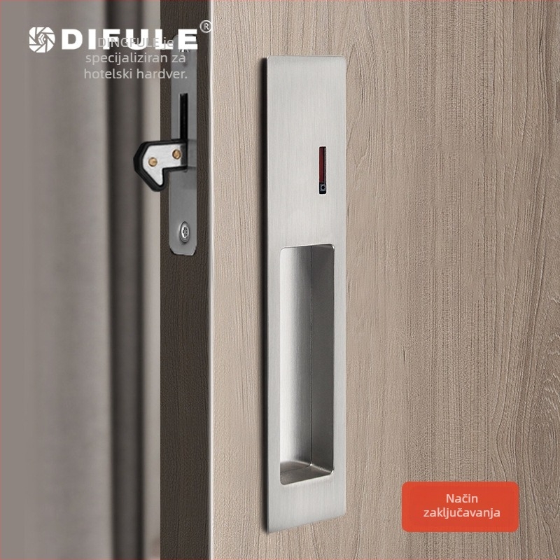 DIFULE DFL-072A Zaključavanje za klizna vrata, cinkova legura, japanskog stila, skrivena ugradbena ručka, moderan minimalistički stil