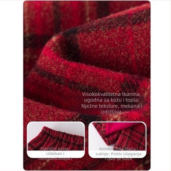 Dječja božićna suknja - lažni dvodijelni, patchwork stil, mrežasti uzorak, poliester s podstavom