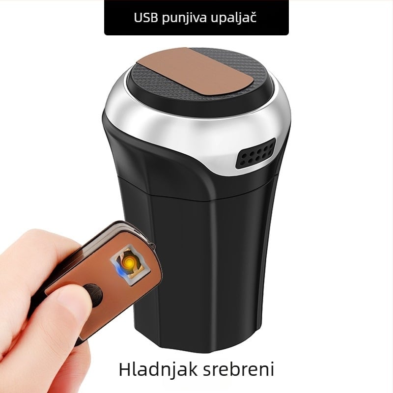 Metalni autopepeljar Y265, 270 g, pogodan za držače čaša, lakirani završetak