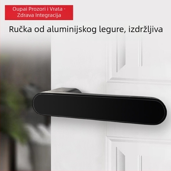 Flower Wood Craftsman komplet vrata od aluminijske legure s ekološkom ručkom za zaključavanje, tijelom brave, šarkom i stopperom za vrata – za unutarnje drvene vrata, moderno minimalistički stil