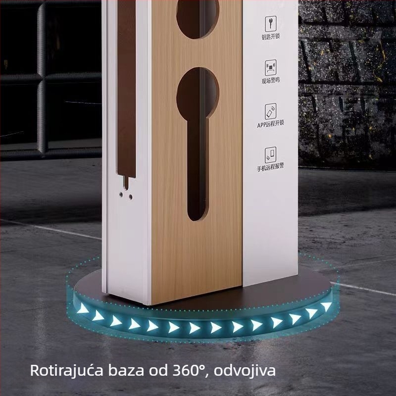 Stalak za prikaz pametnih brava, aluminijska legura s drvenim uzorkom, model Y03, stil laganog luksuza, okvir brave s otiskom prsta