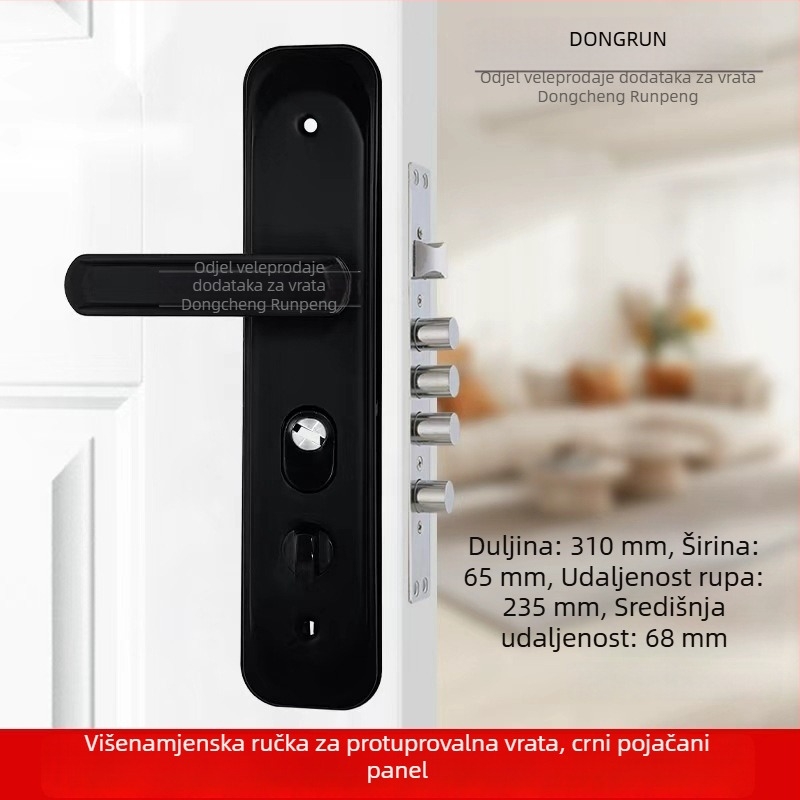 Držač brave za vrata s ručkom | željezni materijal, model 980810, ugradnja utorom, otključavanje ključem