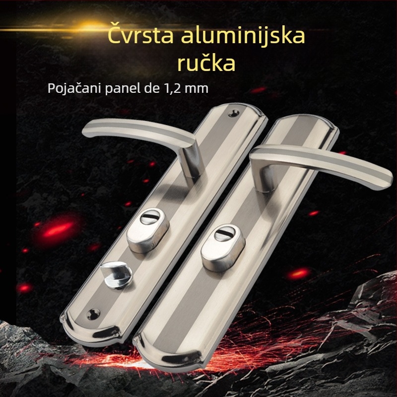 Držač zaključavanja za sigurnosna vrata — željezno tijelo, moderni minimalistički stil, srednja udaljenost 68 mm, razmak rupa 235 mm
