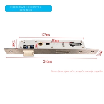Aluminijski jednopunktni blok zaključavanja za vrata 8525/9230 – tijelo brave, moderan stil