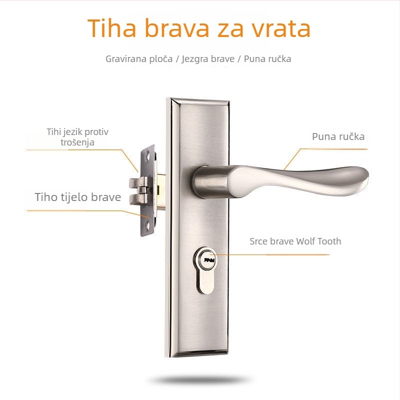 Brava za vrata – brava s ručkom (Značka: Denilon; Model: Door Lock; Prilagođavanje: Ne; Montaža: Ne)