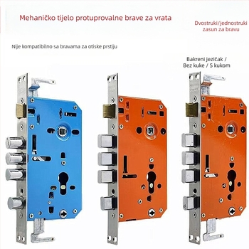 Mortise blok brave, Regularni model, od nehrđajućeg čelika s bakrenim jezičkom, za ulazna vrata, moderni minimalistički stil